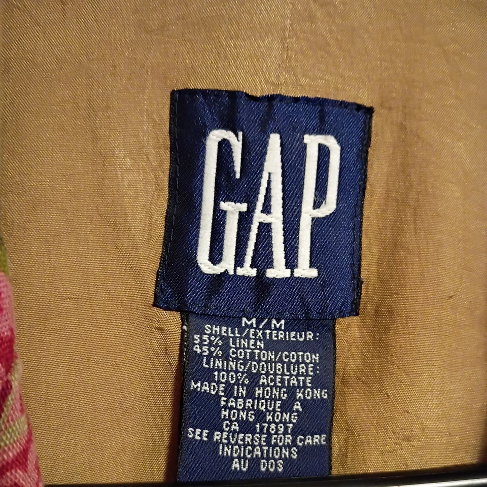 Vintage 90’s GAP Floral Linen Cotton Blazer Boyfriend Jacket Sz M Cottagecore - Image 2 of 4