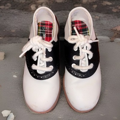 Smartfit Black & White Saddle Shoes Girls 11.5 Sock Hop Costume Cheer Old School