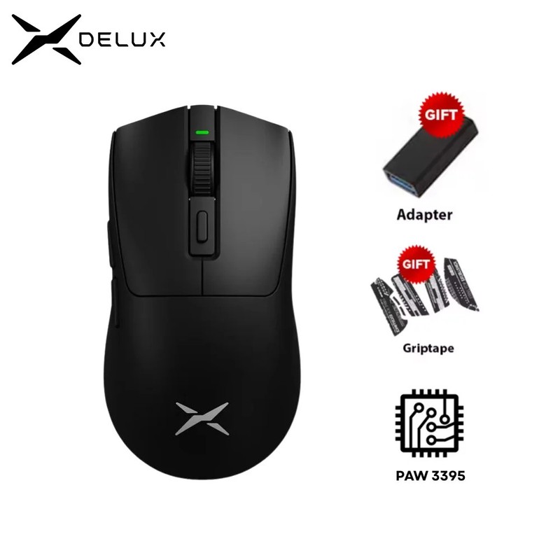 Delux M600 Wireless Gaming Mouse 52g Lightweight 26000DPI 2.4G Rechargeable PC