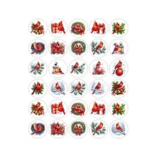 Christmas Cardinals Handmade Stickers Scrapbook  Planner Envelope Labels Favors