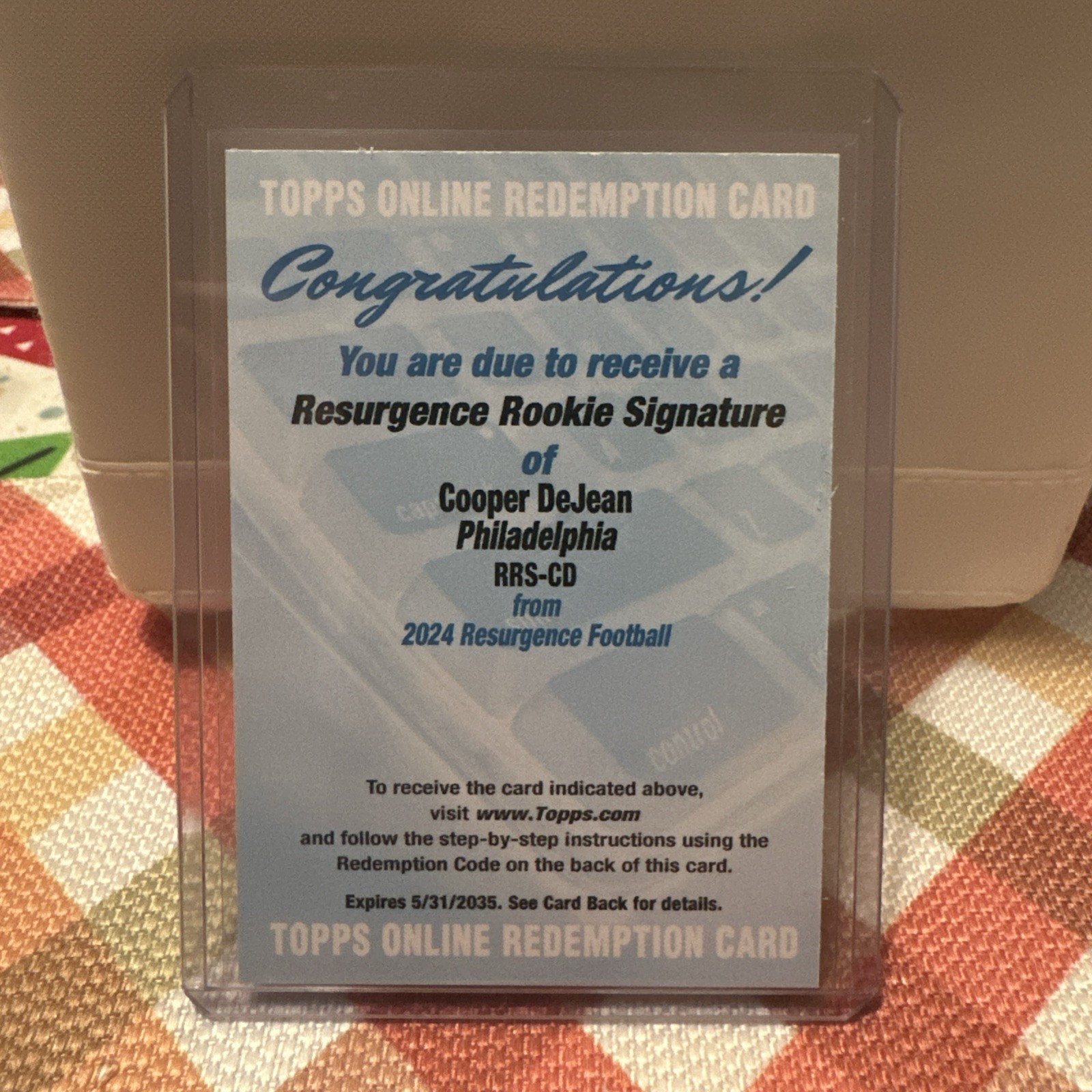 2024 Topps Resurgence Cooper DeJean Rookie Signature Redemption RC Auto #RRS-CD