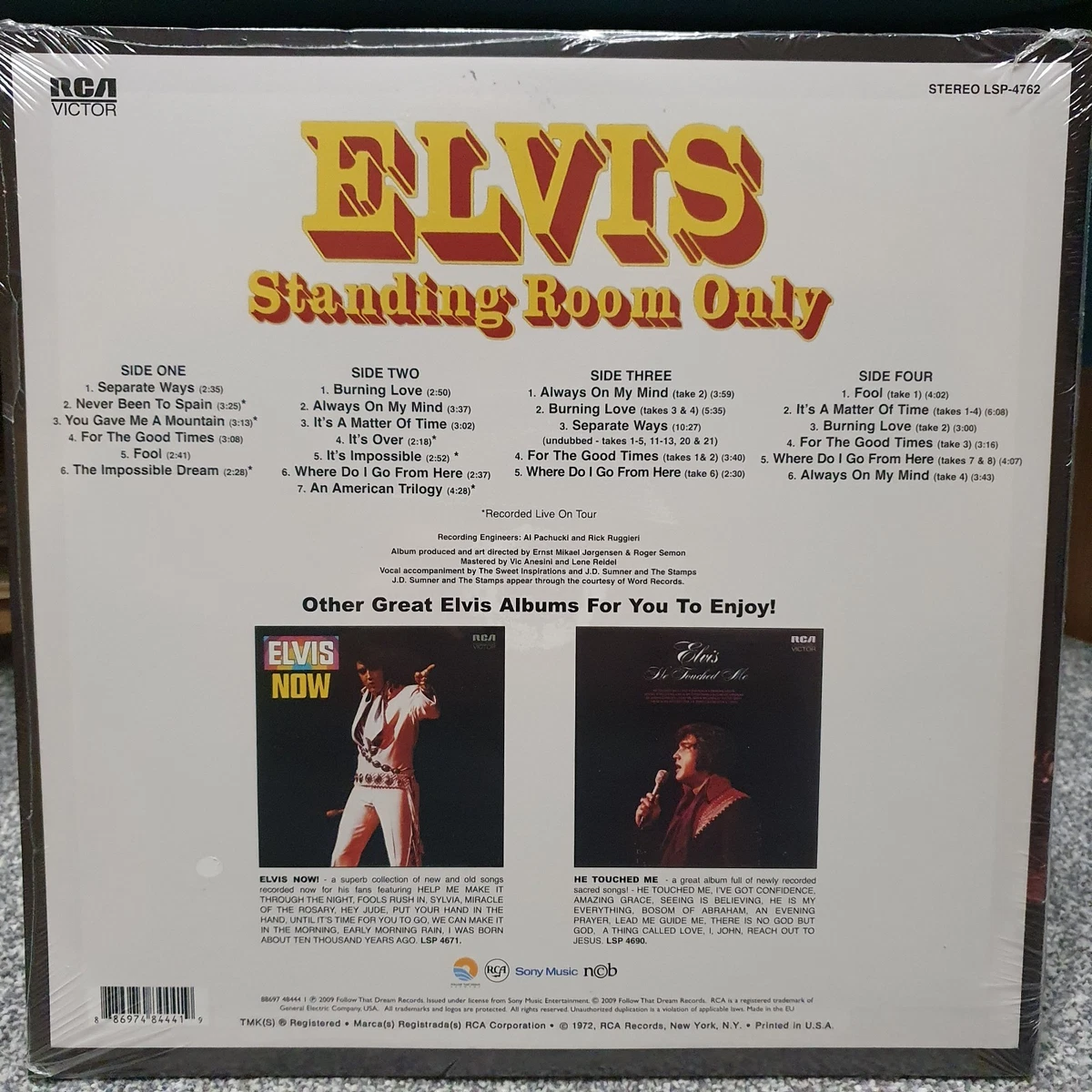 ELVIS PRESLEY "STANDING ROOM ONLY" 2009 FTD 2LP SEALED WITH HYPE. UBER RARE!