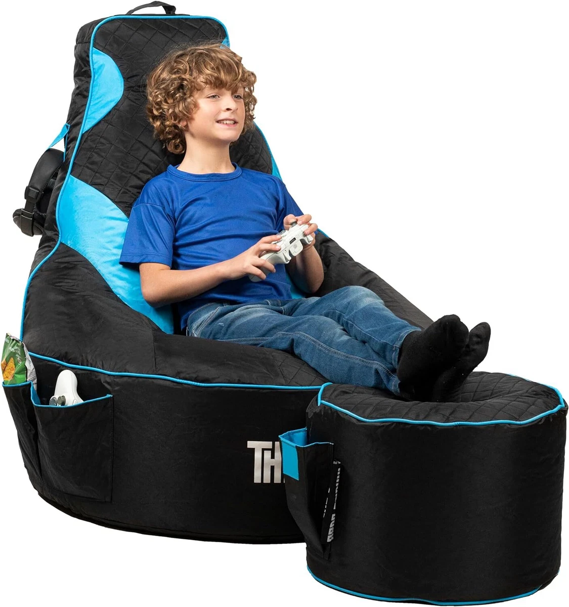 Throne Boss Gaming Bean Bag Chair Matching Footstool for Kids