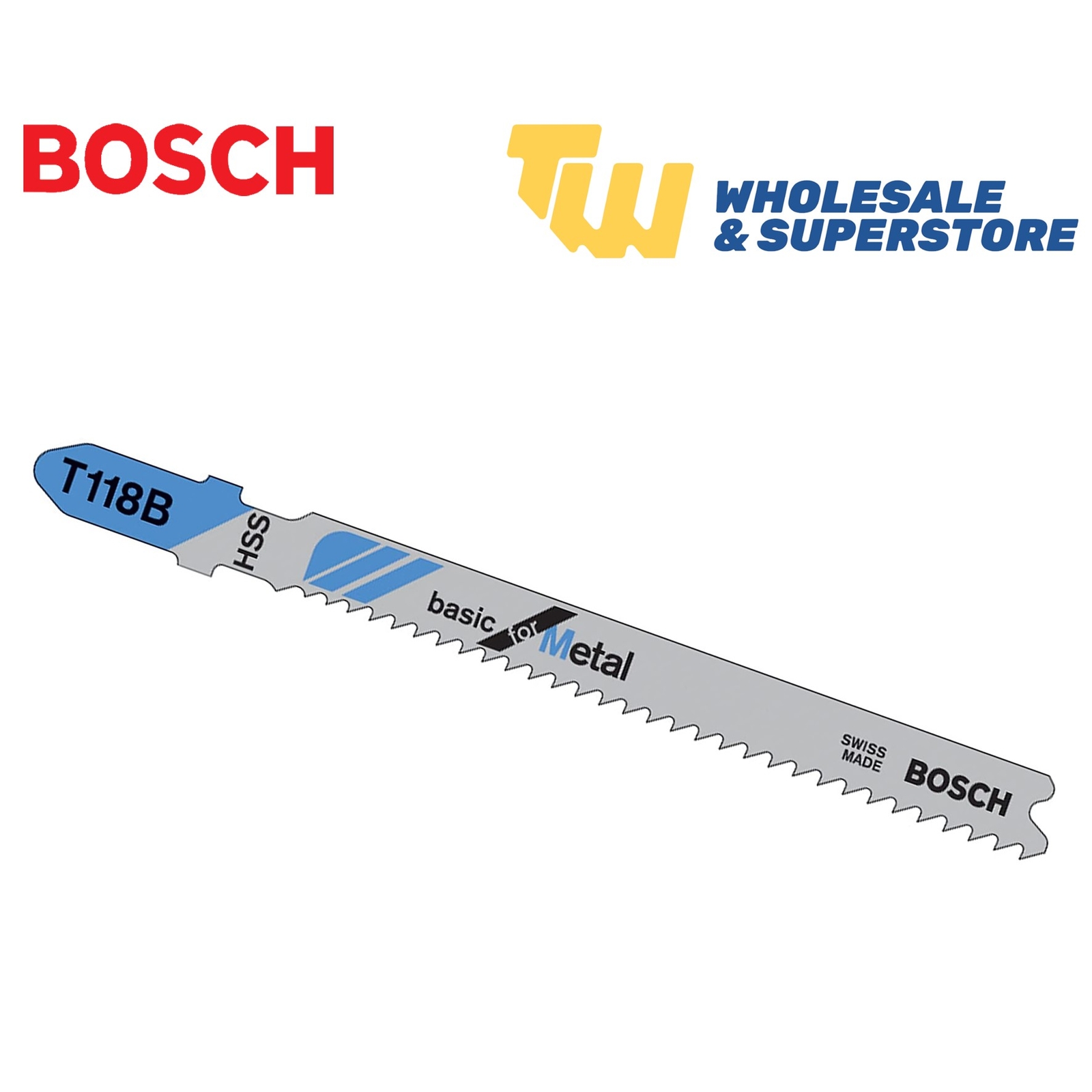 Bosch Jigsaw Blades T118B Pack of 5 Blades Metal Cutting HSS Basic Cut