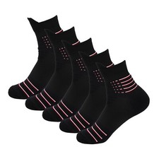 5 Pairs Mens Ankle Quarter Crew Athletic Cotton Running Basketball Black Socks