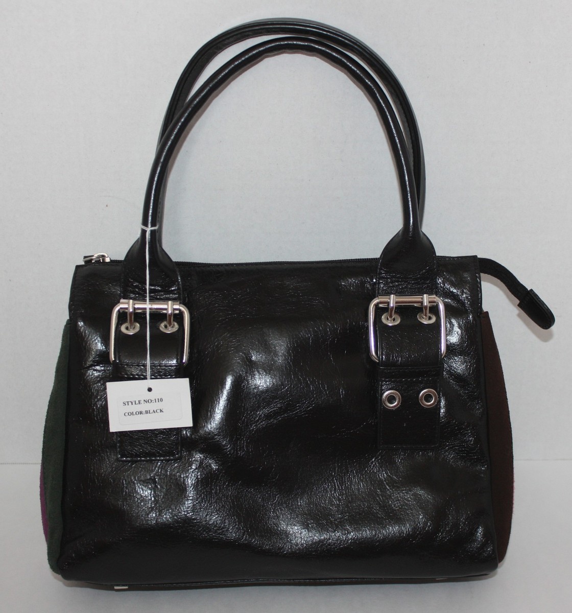 NWT Borsetta Milano Black Leather Purse Handbag | eBay