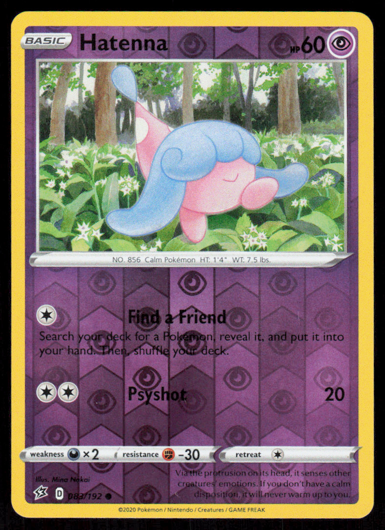 Pokemon - Hatenna - 083/192 - Reverse Holo - Rebel Clash  - NM/M