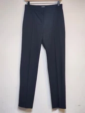Maje Pants Womens 36 Pantalon Rayure Navy Blue Wool Blend Striped pleated preppy