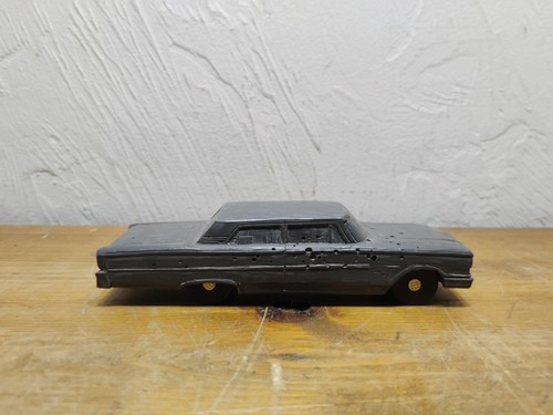 1963 Ford Galaxie Hand Carved Modern Folk Art Plastic Car 1/32 Scale 5" Gray