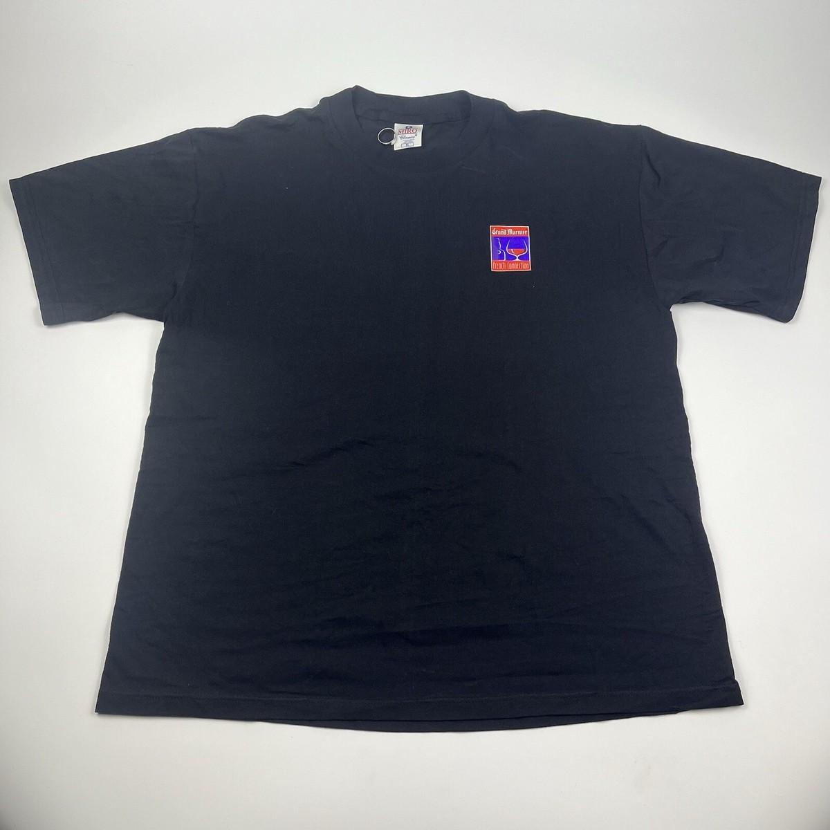 Vintage 90s Grand Marnier Cognac Alcohol Promo Tee Black Shirt 