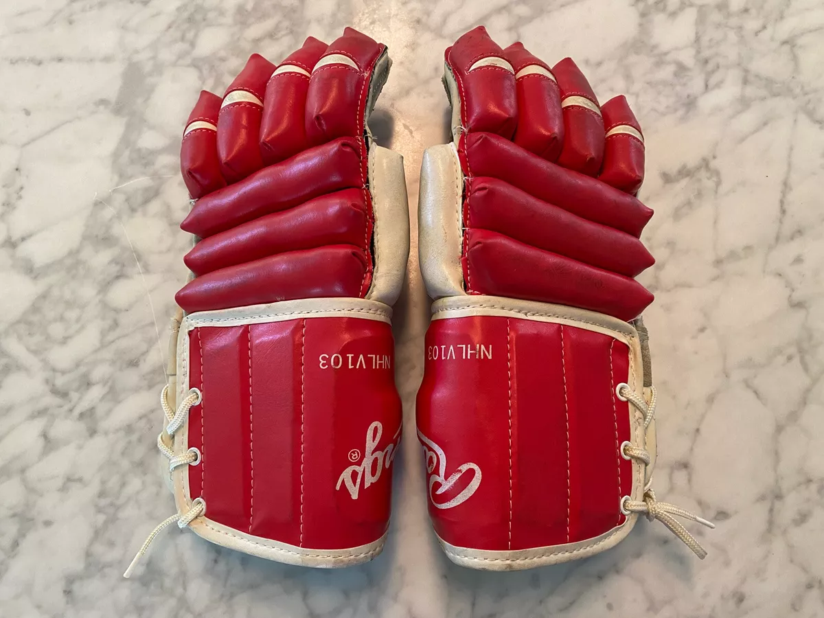 Rawlings NHL V103 Detroit Red Wings Hockey Gloves Vintage Vtg Rare Gordie Howe