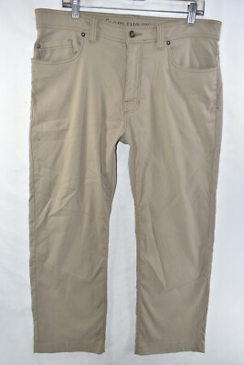 Prana Brion Slim Fit Hiking Trail Pants Mens Size 36 Tan Meas. 36x28 Short