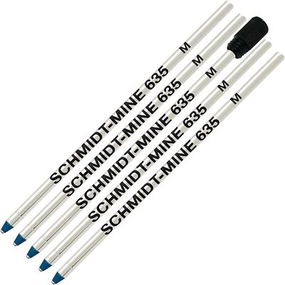 Schmidt 635 D1 Mine Ballpoint Refill - Blue Ink (Tip 0.7mm) - Pack of 5