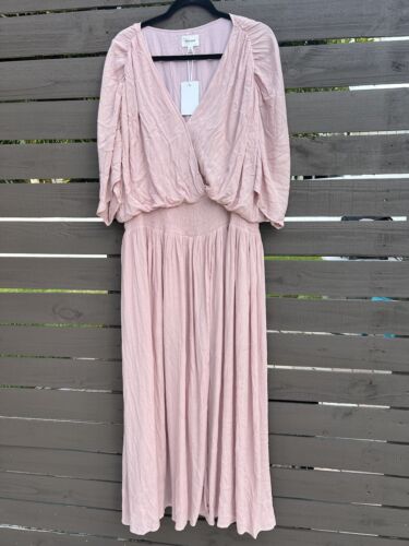 NWT Heyson Pink Wrap Top Dress Size 1XL Rayon Lined Maxi
