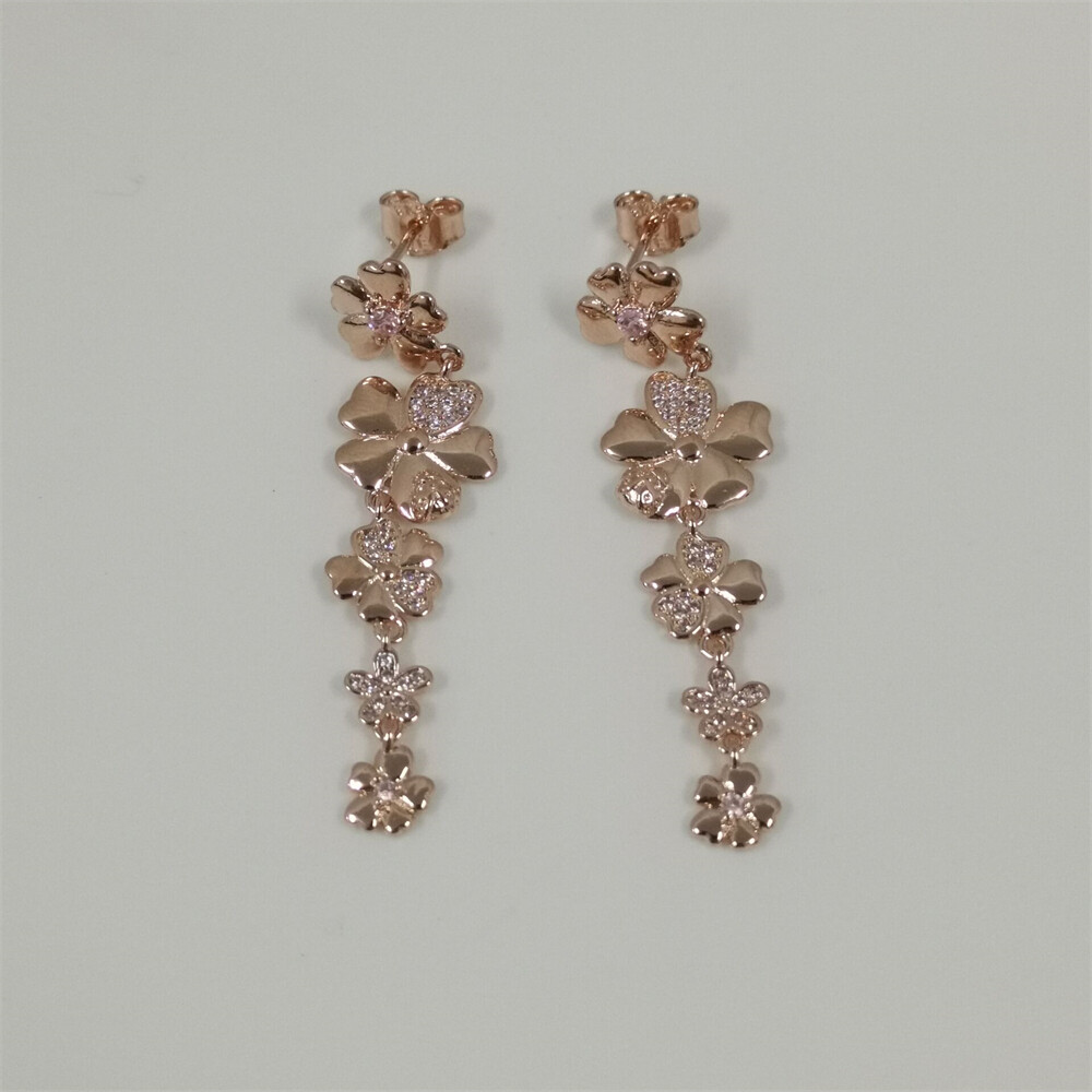 Pandora Rose Gold Pink Wildflower Meadow CZ Stud Earrings