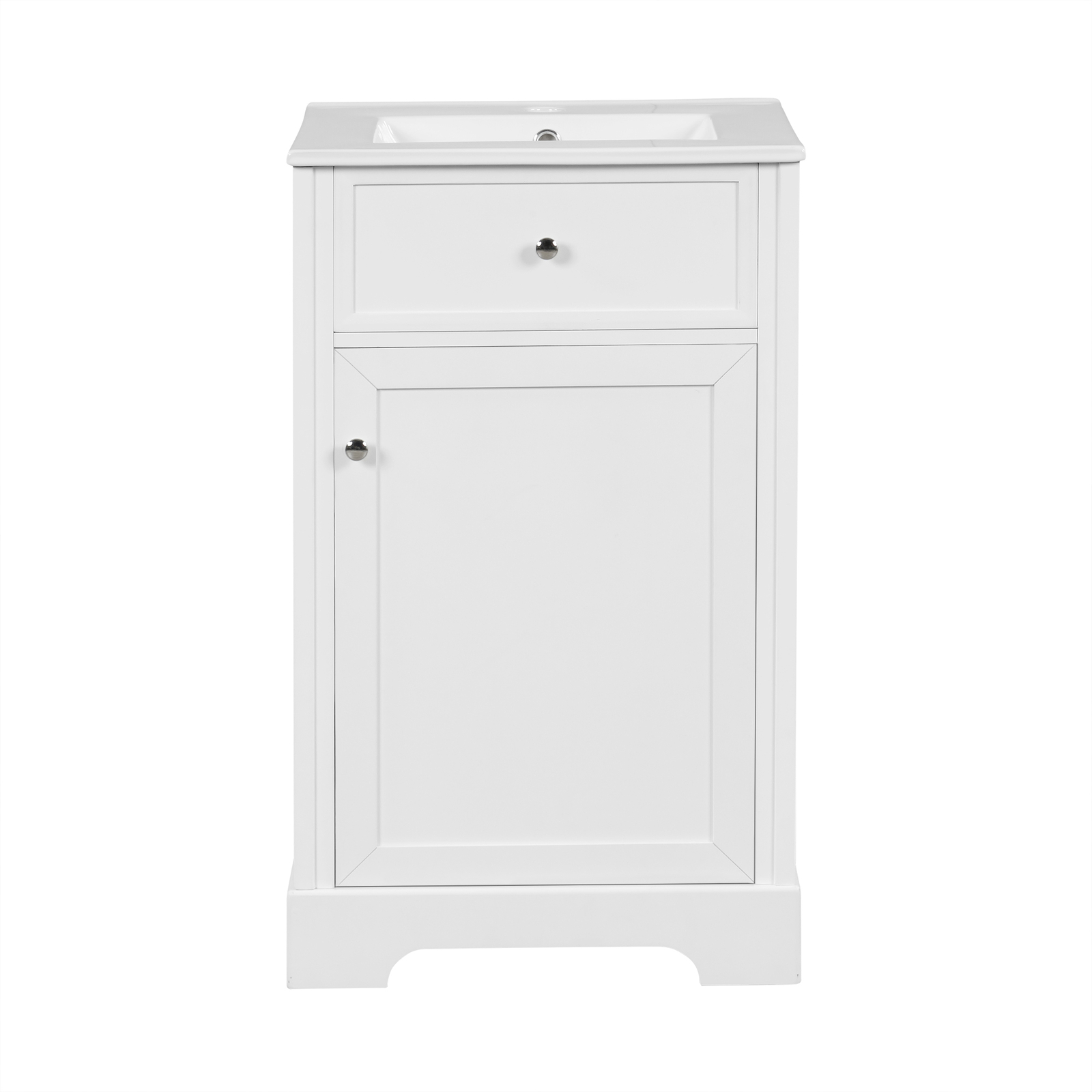 20'' Bathroom Vanity w/Ceramic Sink, Freestanding Small Vanity Storage Cabinet