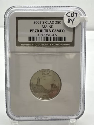 2003-S - SILVER PROOF MAINE  25c - NGC PF70 UCAM CB7-84