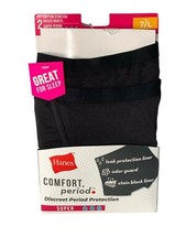 Hanes Women's Cotton Boxer Briefs 2-Pack Super Period Protection Black Size 7/L