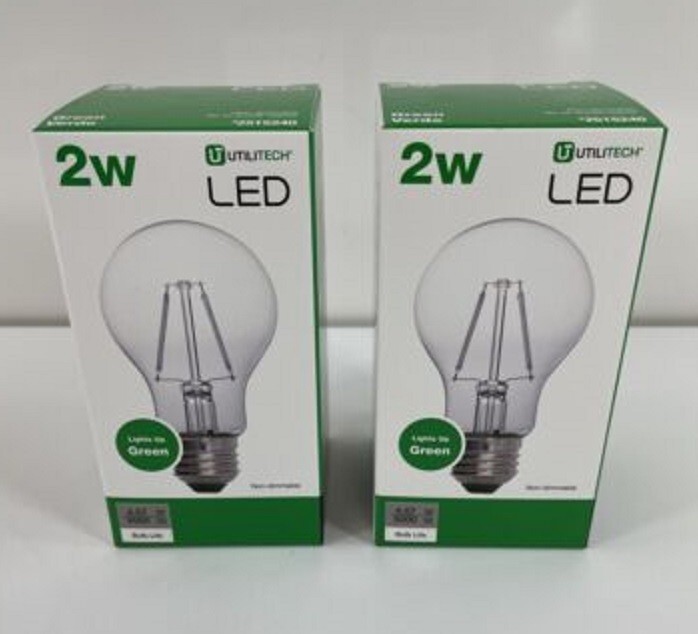 Set of 2 GREEN LED 25 Watt Equivalent 2W A19 Light Bulbs! Show Support