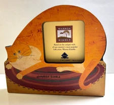 2.5 x 2.5" Warren Kimble Folk Art CAT on Rug FRAME  Wood Fetco 5.25 x 4.5"
