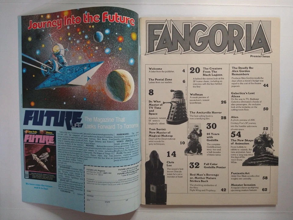Fangoria #1 Godzilla Cover with Poster, Dr. Who, Alien, Battlestar Galactica - Image 2 of 4