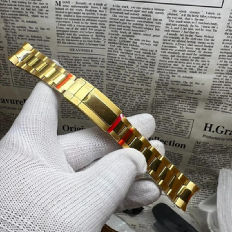 20mm Gold Plated Bracelet Watch Band Strap Fits Rolex Daytona 40mm