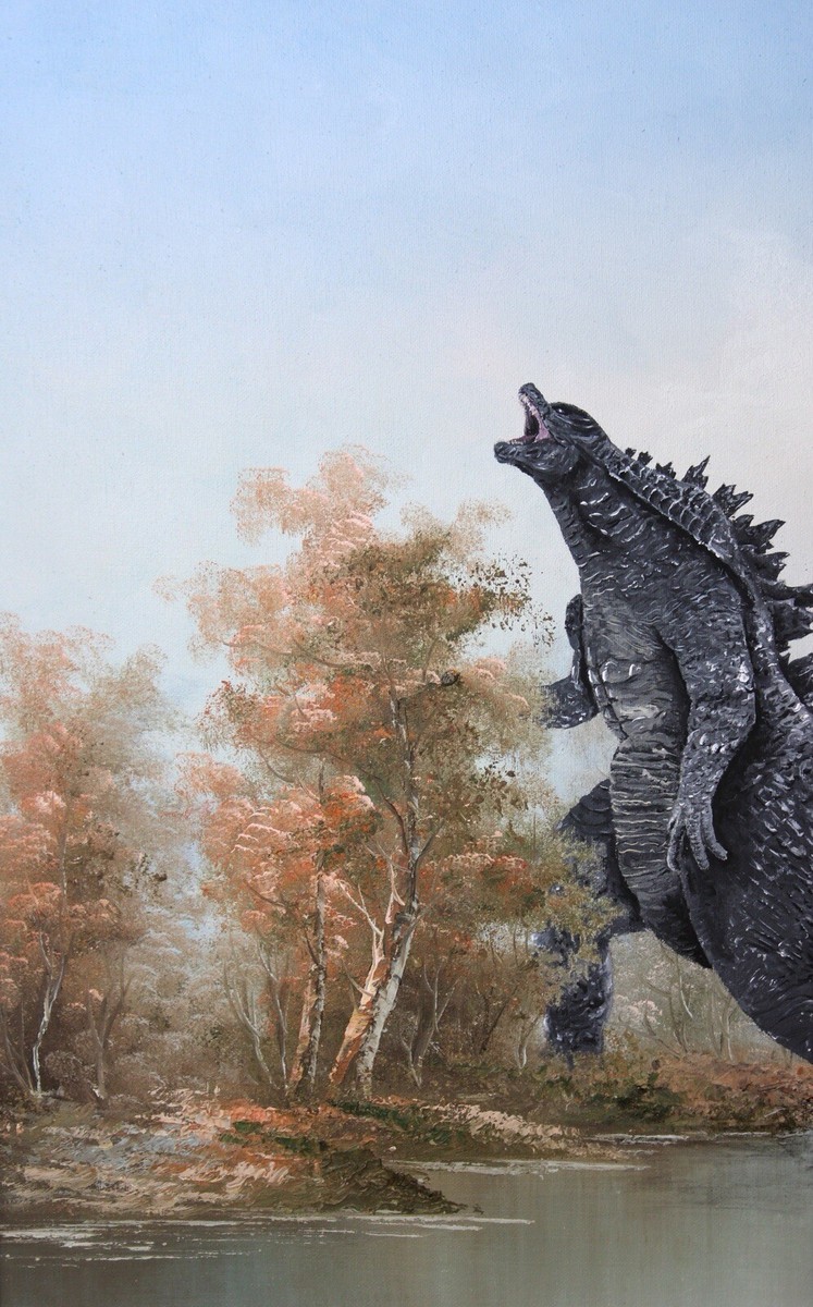 Godzilla Fine art print poster Altered thrift store