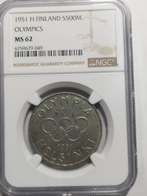 Finland 500 Markkaa Helsinki Olympic, 1951, NGC MS 62 | eBay