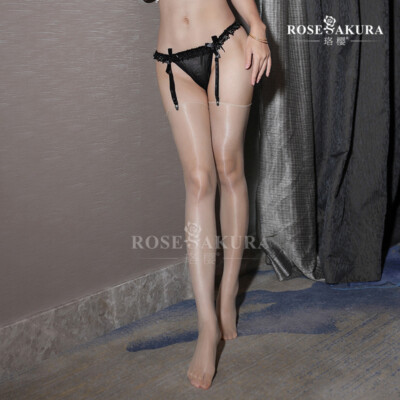 Rose Sakura Oil Shiny Ultra Silky Sheer Toe Stockings Thigh High 1Denier 0918