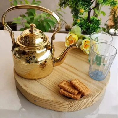Bouilloire En Laiton Pur, Théière En Laiton Pour La Cuisine Et Le Service 34 Oz - Photo 1/4