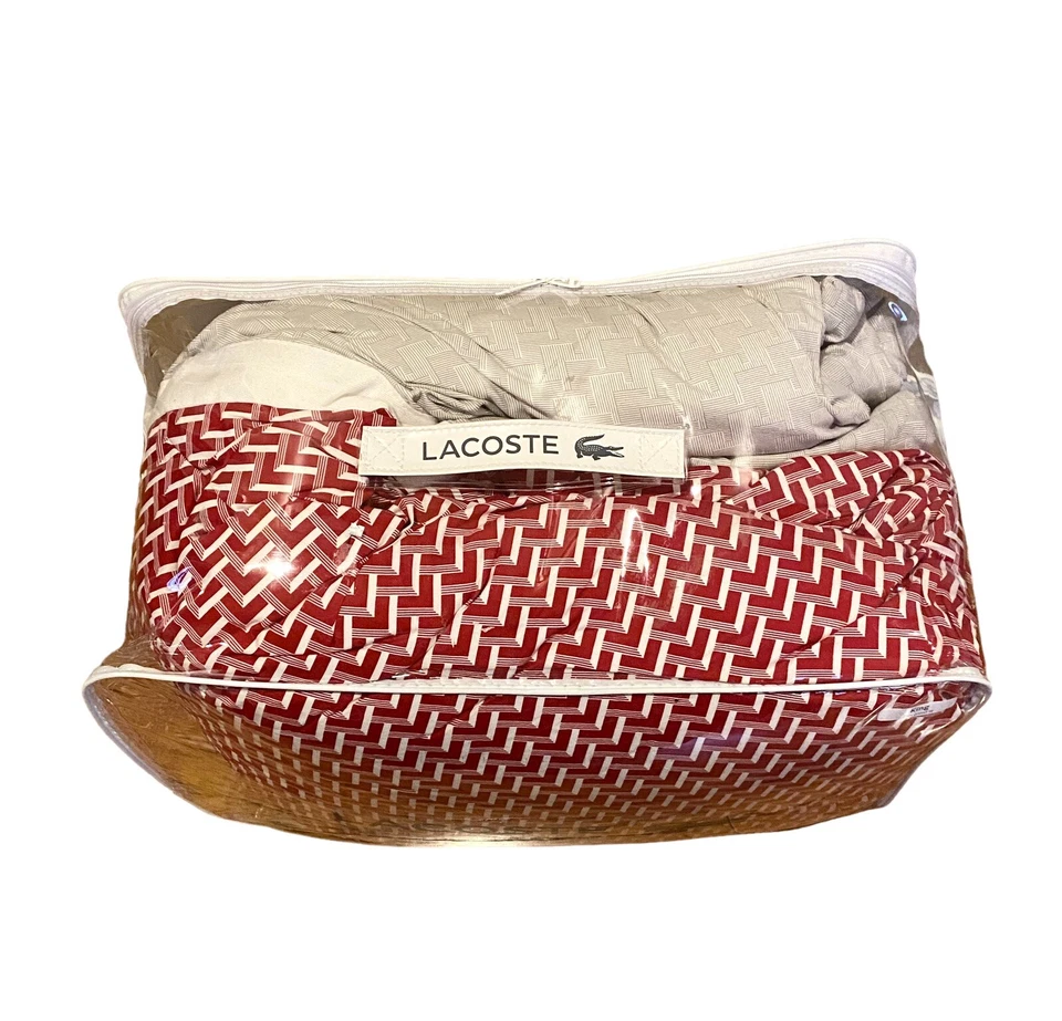 Juego de edredón Lacoste Home Drive Collection King 2 fundas rojas juego de 3 piezas nuevo Foto 4 de 4