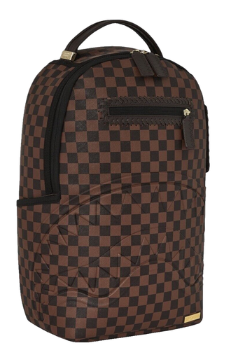 Zaino Henny Sprayground Shark In Paris marrone a scacchi monogramma - Foto 3 di 9