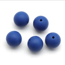 5 pc. Dark Blue Silicone 15mm beads Food Grade silicone Solid 121191095