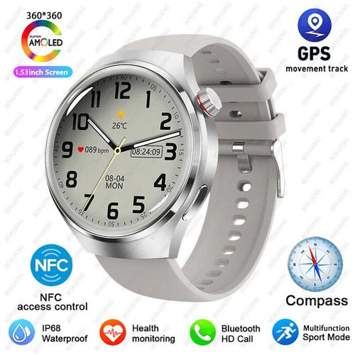 GPS NFC Smart Watch Men Watch 4 Pro Screen Heart Rate Bluetooth Call Waterproof - Picture 8 of 37