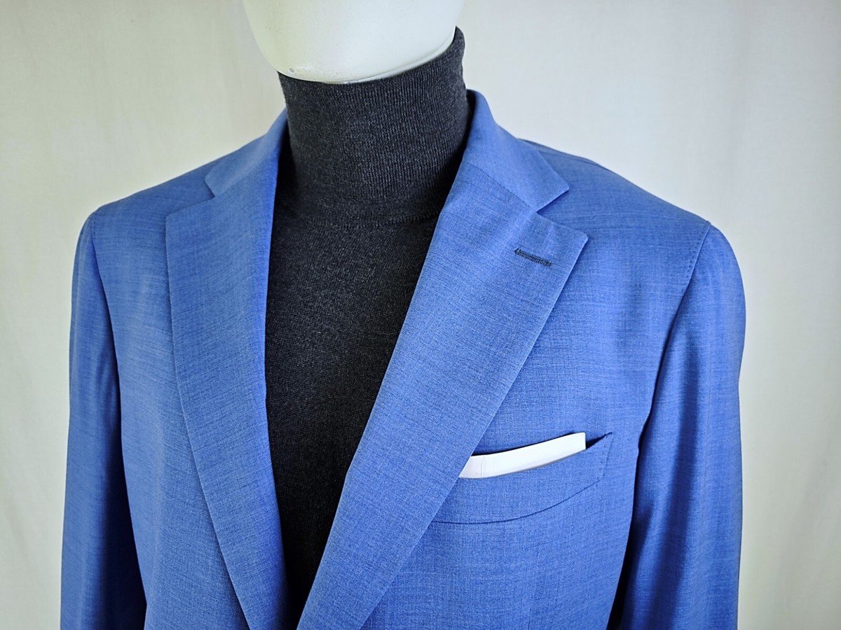 Veste De Costume Luigi Bianchi Mantova Taille IT 50 / M - Bleu, Texture, Occasion Très Bon état