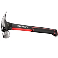 ARROW 20oz Curved Claw Hammer Smooth Face & Forged Steel Head Fiberglass Handle