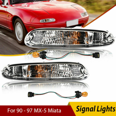 Clear Lens Mazda MX-5 Signals Clear Lens Front Turn Signal Light Pair For 1990-1997 Mazda MX-5 Miata - Includes Bulbs! OE 8BN151060 Replacement - Foto 7