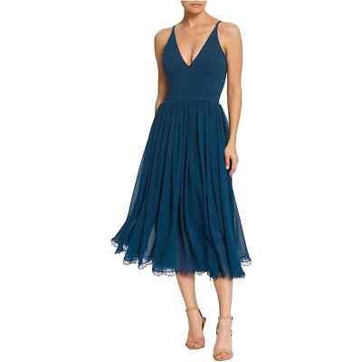 Dress the Population Alicia Plunging Mix Media Fit & Flare Midi Dress XL  NWOT | eBay