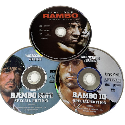 Rambo 3-Movie DVD Bundle (Rambo, Part II First Blood, Part III)  - DISCS ONLY