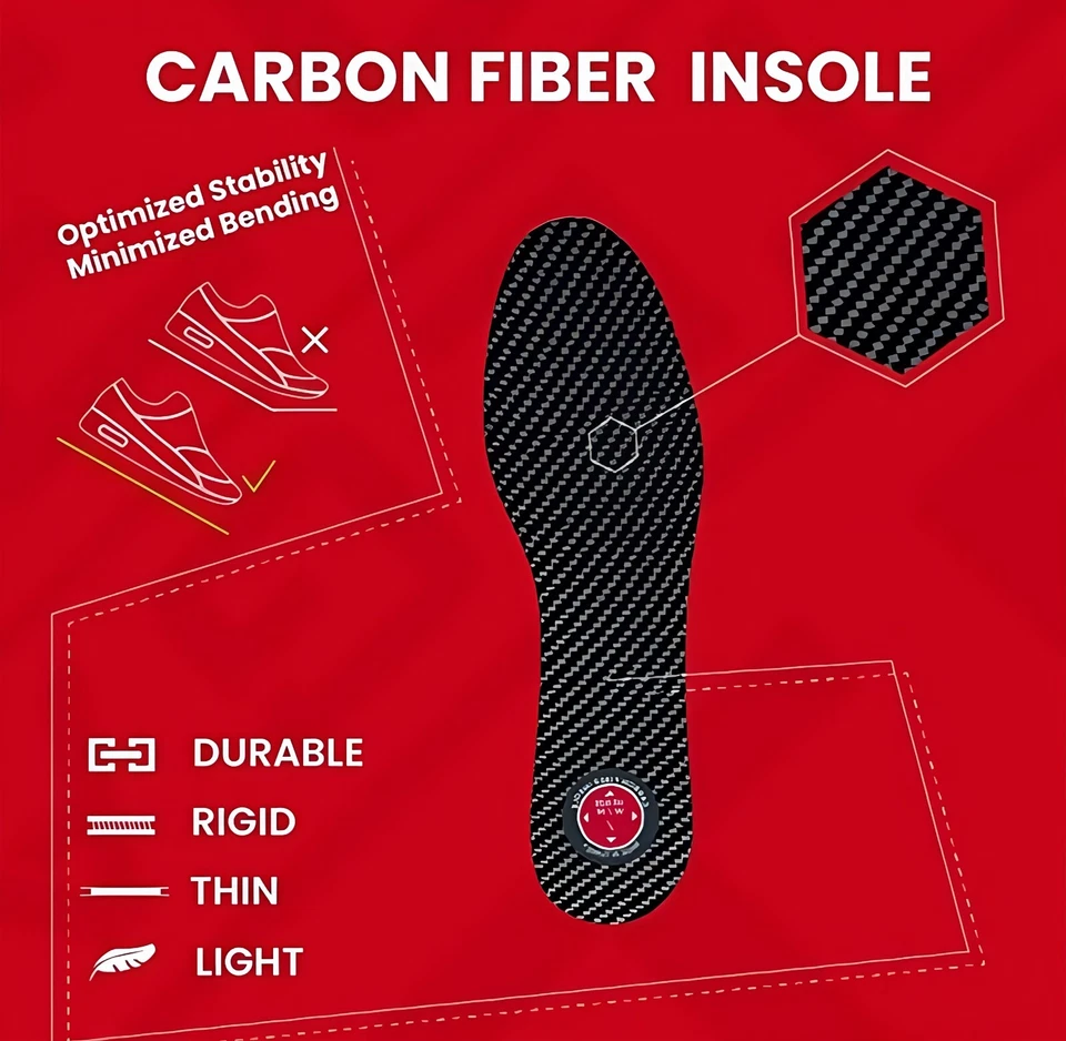 100% Carbon Insoles 1.9mm Thick Sport-Grade No Deform Relieves Pain UK FAST POST - Image 3 of 4