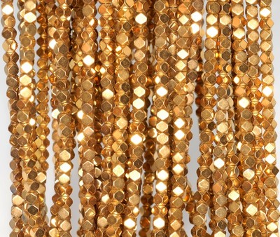 3X3MM GOLD HEMATITE GEMSTONE ÿFACETED RHOMBUS SQUARE 3X3MM LOOSE BEADS 16inch