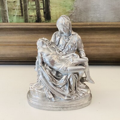 A. Santini Original Made In Italy  Pieta  Sculpture Painted Resin 6.75 
