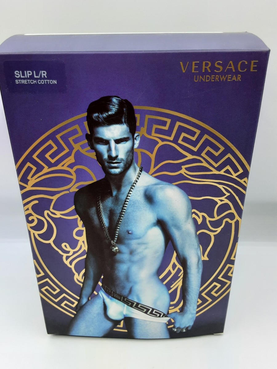 【関税込み】Versace Underwear ガウン Versace Greca Border men's briefs 3-pack White Size 6/EU XL