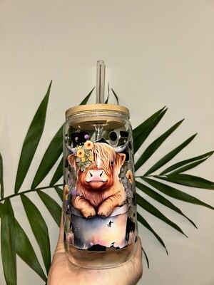 16 Unzen Libbey Glasdose - Highland Cow