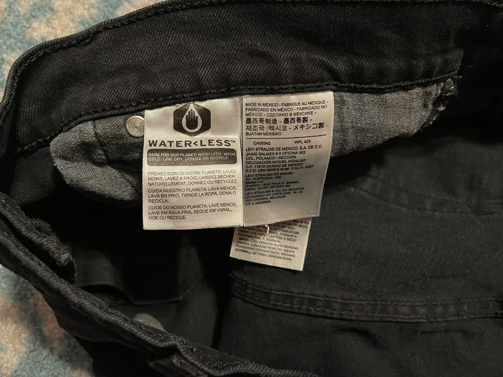 Levi's 511 Men's Jeans Black 36x32 Water Less Straight Leg Big E Red