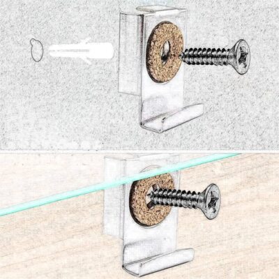 LOQRON Clips De Espejo Para Montaje En Pared, Paquete De 6 Clips Para Colgar Espejos Con Tornillos, Soporte De Espejo Para Espejo Grande Y Pesado Sin Marco, Cartelera, Imagen Colgante, Níquel