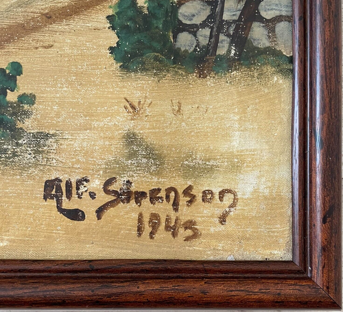 Tableau ancien huile encadré signé - Photo 3/11