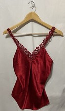 cabernet sleepwear womens camisole top red satin lace v neck adjustable strap s