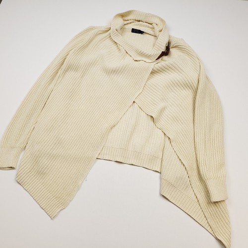Polo Ralph Lauren Wrap Cardigan UK 12-14 White Cable Knit Poncho Strap Tag S - Picture 18 of 22