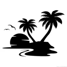 Tropical Island Palm Trees - Decal Sticker - Multiple Colors & Sizes - ebn6437